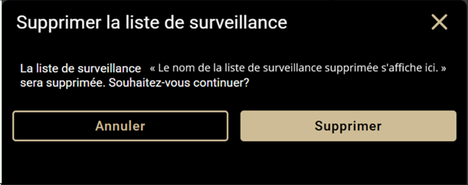 Suppression Liste de surveillance Mobile Février 2026