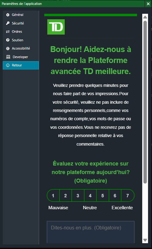 Formulaire Commentaires des clients Avril 2026