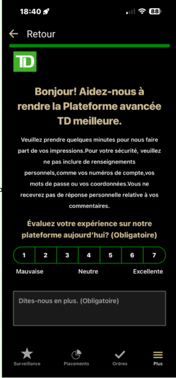 Formulaire Commentaires des clients Mobile Avril 2026