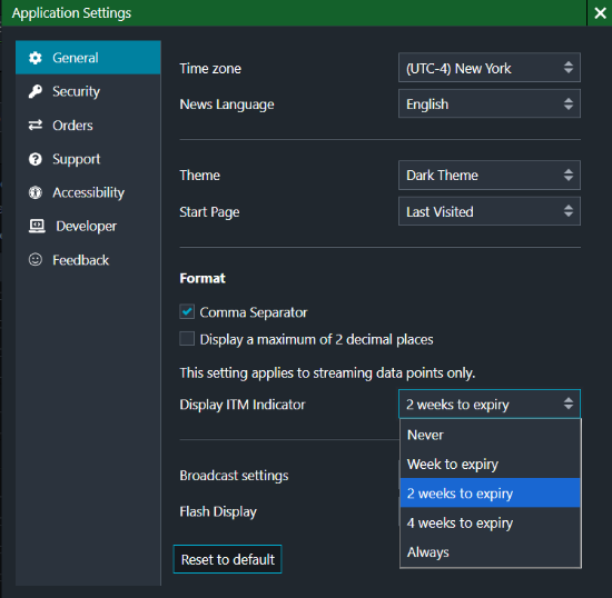 Holdings ITM Indicator Settings April 2026
